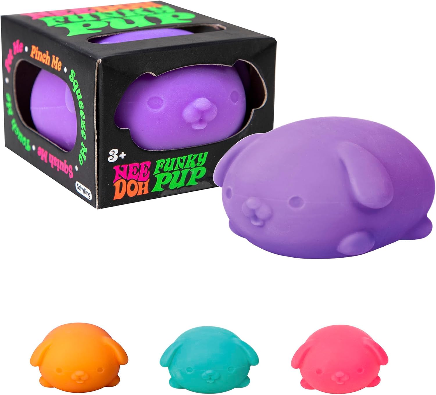 Schylling NeeDoh Funky Pups ?C Squishy Sensory Toy ?C Soft Dough Filling ?C Ages 3 and Up - Color May Vary; One Dog Per Pack