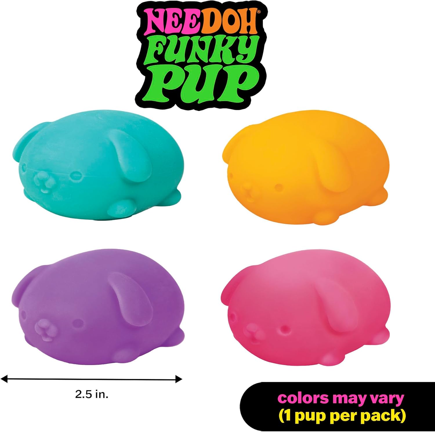 Schylling NeeDoh Funky Pups ?C Squishy Sensory Toy ?C Soft Dough Filling ?C Ages 3 and Up - Color May Vary; One Dog Per Pack - Image 6